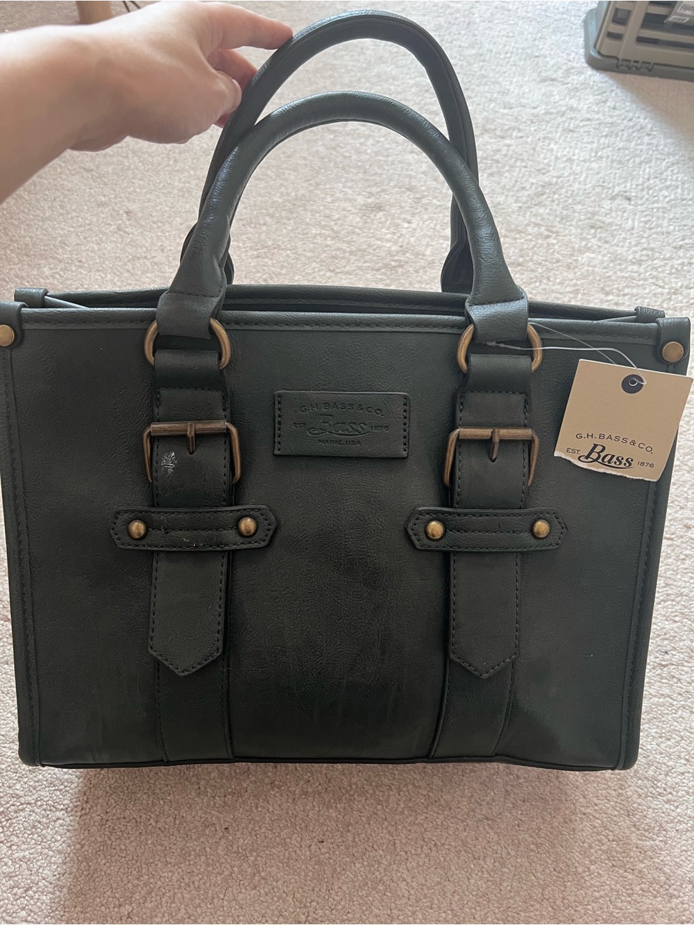 G.H. Bass & Co. Dark Green Leather Briefcase Satchel